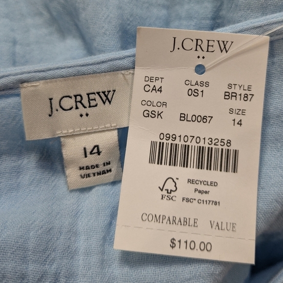 NWT J Crew Factory Blue Sleeveless Cotton Dress 14 - Picture 5 of 7